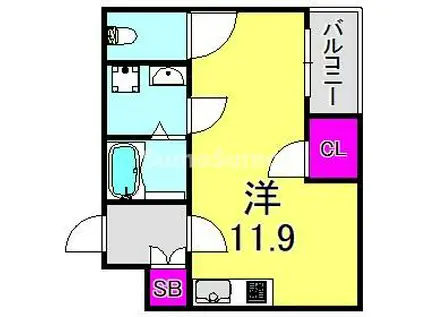 平野レジデンス(ワンルーム/3階)の間取り写真