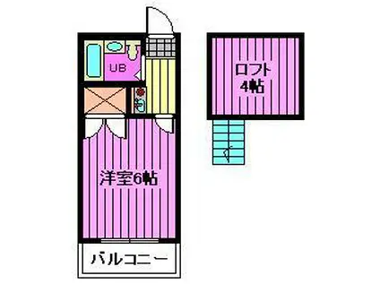 TKハイツ(1K/2階)の間取り写真