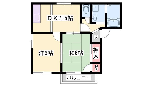 リヴァティ辻井(2LDK/2階)の間取り写真