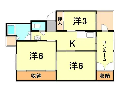 五位の池北ビル(3K/4階)の間取り写真