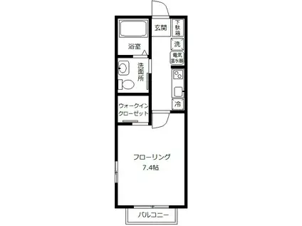 ベルメゾンK(1K/1階)の間取り写真