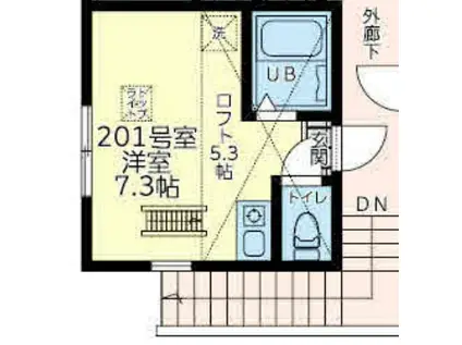 ユナイト洋光台パリピーピクサー(ワンルーム/2階)の間取り写真