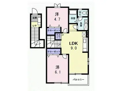 コスモハイツ(2LDK/2階)の間取り写真