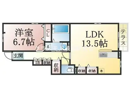 メゾン・ド・カルムVI(1LDK/1階)の間取り写真