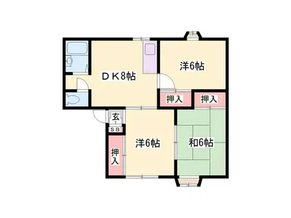 ムーンハウスII(3DK/2階)の間取り写真