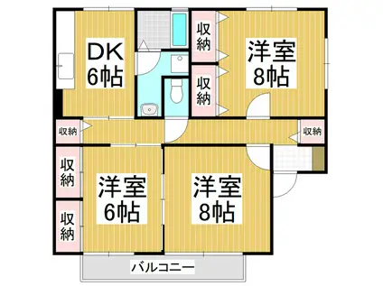 グレイスタウンII A(3DK/2階)の間取り写真