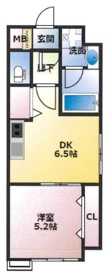 LAMPAS東古松(1DK/4階)の間取り写真