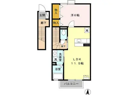 ピア アベニューIII(1LDK/2階)の間取り写真