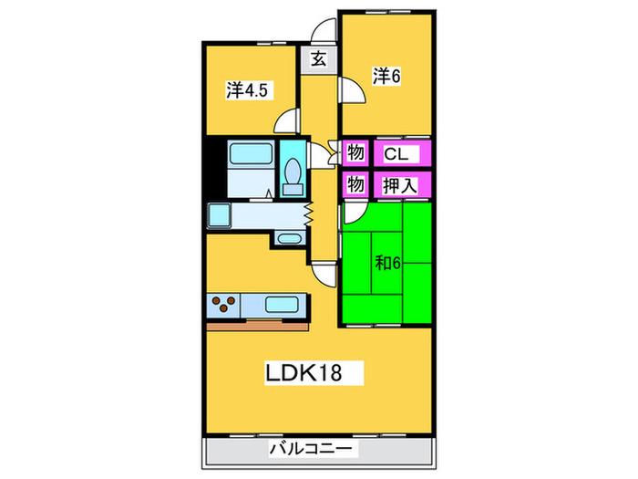 フォレストコート高尾(3LDK/3階)の間取り写真