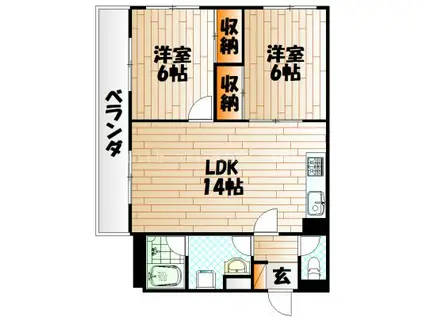 アンヘル木町(2LDK/4階)の間取り写真