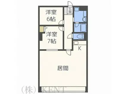 ライズ北5条(2LDK/6階)の間取り写真