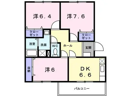 メゾンプルミエールIV(3DK/2階)の間取り写真