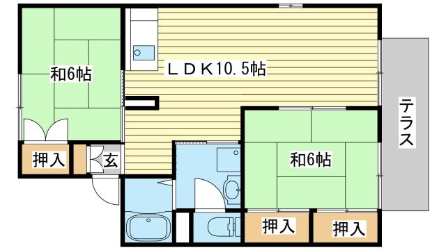 ビラ国分寺B棟(2LDK/1階)の間取り写真