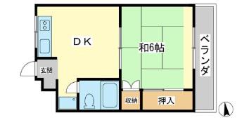 コーポ田寺ファイブ(1DK/2階)の間取り写真