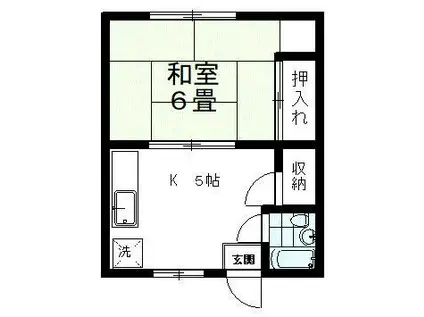ルックハイツ鶴岡(1K/2階)の間取り写真