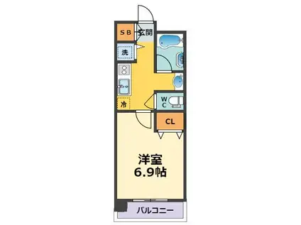 アプリーレ西宮武庫川(1K/2階)の間取り写真