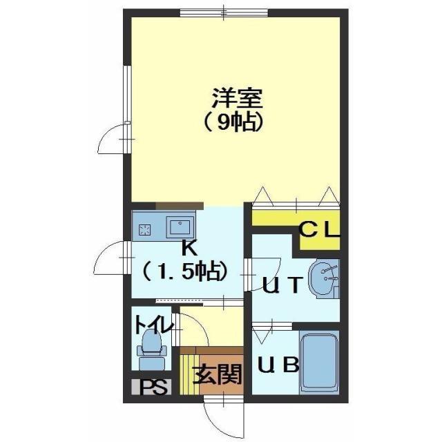 トゥ ソレイユ(1K/1階)の間取り写真