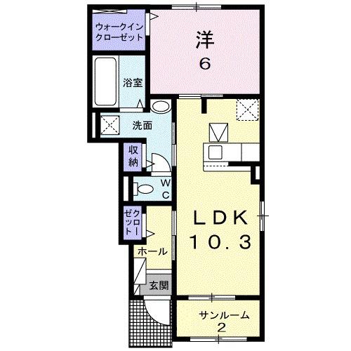 ジャスパーEX・I(1LDK/1階)の間取り写真