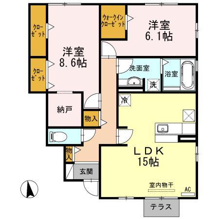 エスポワール真伝(2SLDK/1階)の間取り写真