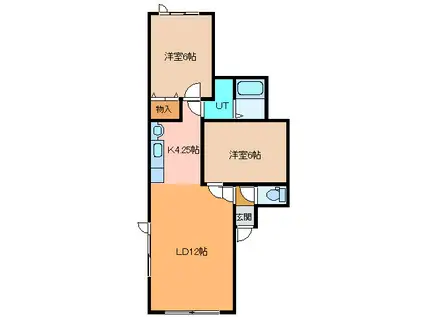 グロウリッチA(2LDK/2階)の間取り写真