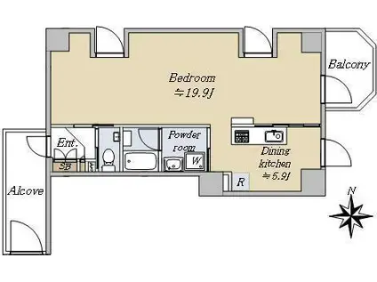 モンテヴェルデ神楽坂弐番館(1DK/6階)の間取り写真