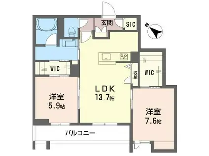 クアドリフォリオ浦和美園(2LDK/3階)の間取り写真