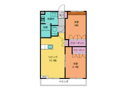 サニーヒルズ芥見(2LDK/2階)の間取り写真