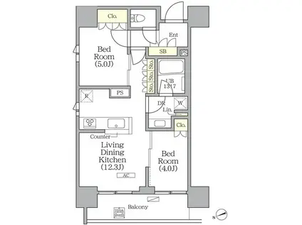 GRAND-AILES西日暮里(2LDK/2階)の間取り写真