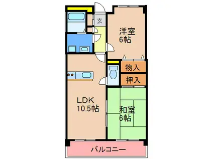 グランドハイム和白(2LDK/2階)の間取り写真