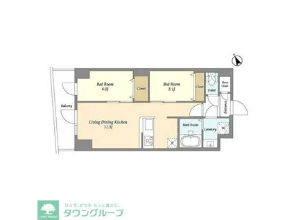 アルファコート曳舟2(2LDK/8階)の間取り写真