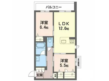 シャーメゾン ジー コート ホウゼンジ(2LDK/2階)の間取り写真