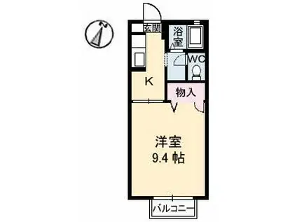 ビレッジ城北C(1K/1階)の間取り写真