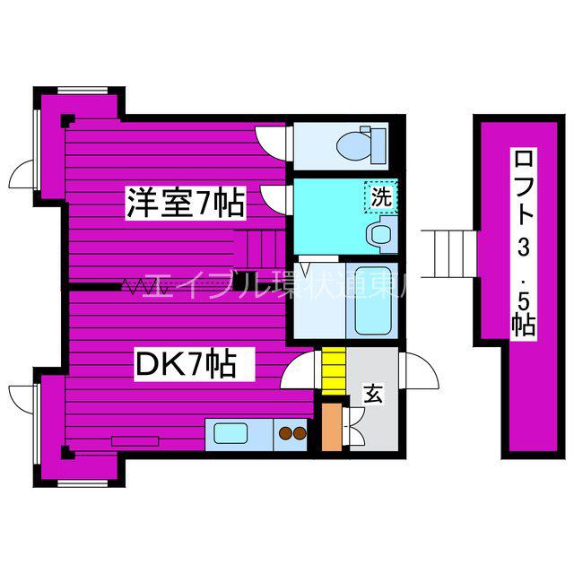 マリオンコート元町II(1DK/3階)の間取り写真