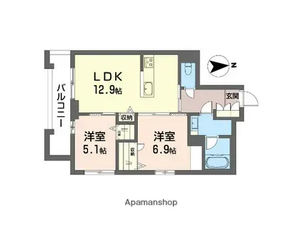 カイレアレジデンス(2LDK/2階)の間取り写真