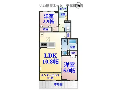 ベルス―ズ(2LDK/1階)の間取り写真