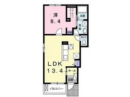 ドリーム館 悠悠(1LDK/1階)の間取り写真