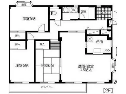 取手JKフラット(3LDK/2階)の間取り写真