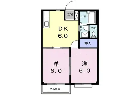 コーポサケンII(2DK/1階)の間取り写真