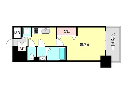 LUXE神戸ウエスト(1K/1階)の間取り写真