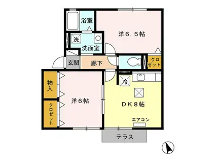 コスモスハウスD(2DK/1階)の間取り写真