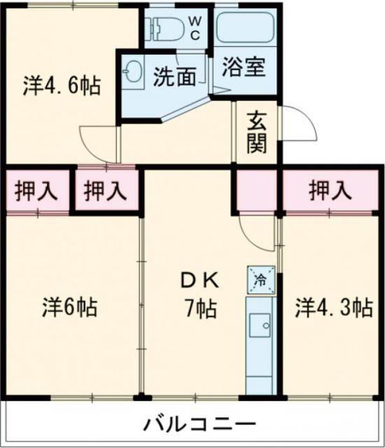 スマイルハイツA(3DK/4階)の間取り写真