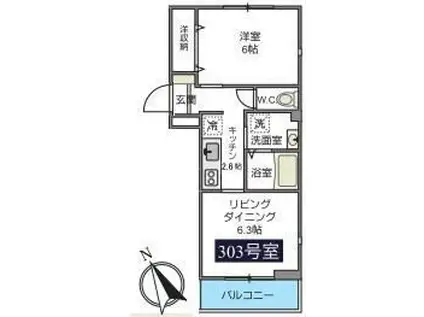 FERIO HIYOSHI(1LDK/3階)の間取り写真