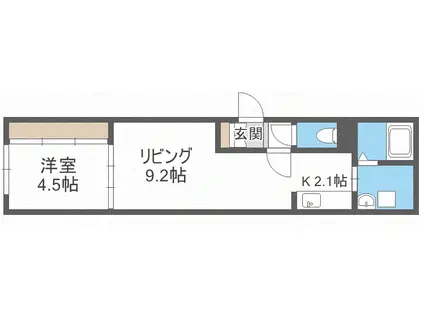 LITHOS-M(1LDK/1階)の間取り写真