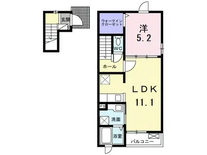 ブルーオーシャン(1LDK/2階)の間取り写真