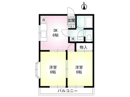 ハイツエムオー(2DK/2階)の間取り写真