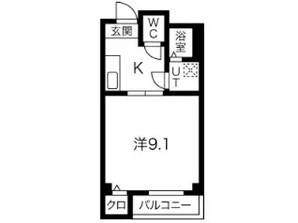 ハイマートセンリ(1K/4階)の間取り写真