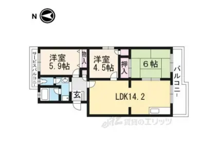 セレッソ甲西C号館(3LDK/5階)の間取り写真