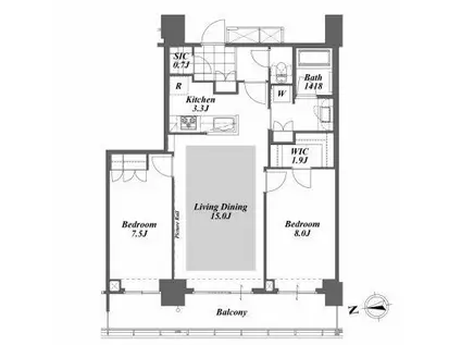 BRILLIA IST TOWER 勝どき(2LDK/39階)の間取り写真