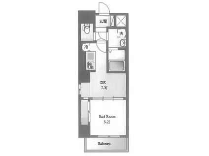 AMI FLEUR アミ・フルール アミフルール(1DK/5階)の間取り写真