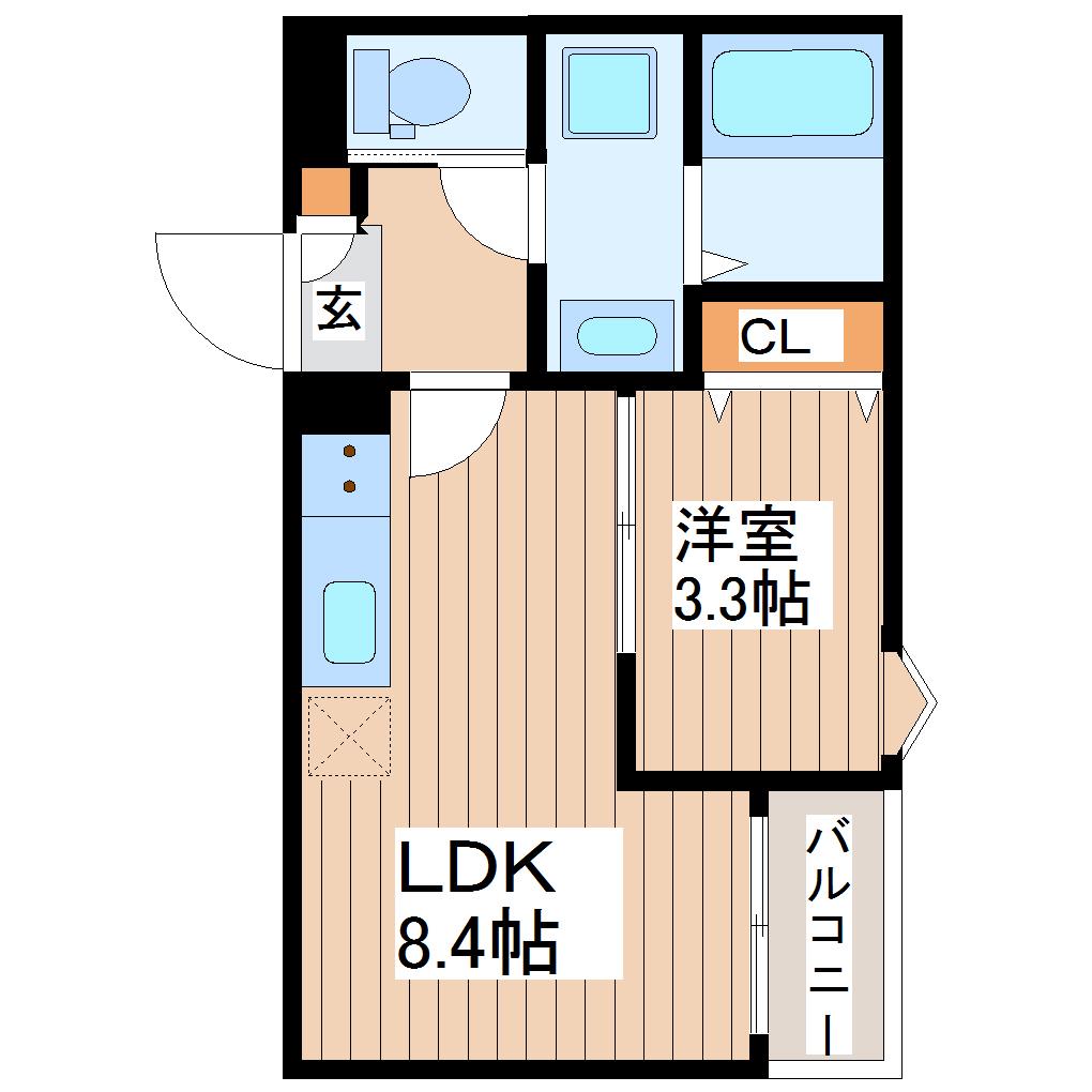 REGALESTボヌール南仙台(1LDK/1階)の間取り写真